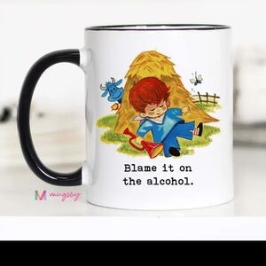 Blame it on the alcohol funny vintage inspired mug